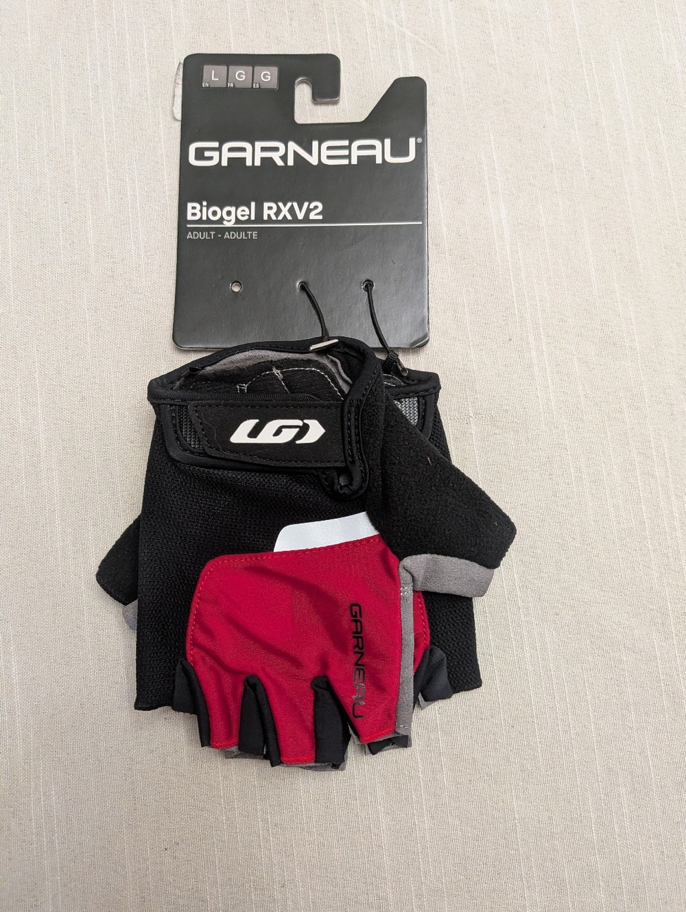 Adult Unisex Garneau Biogel RXV2 Cycling Gloves - Black & Red Size Large